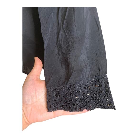 Johnny Was Black Long Sleeves Lace Detail Tunic Blouse size Small - Picture 5 of 11